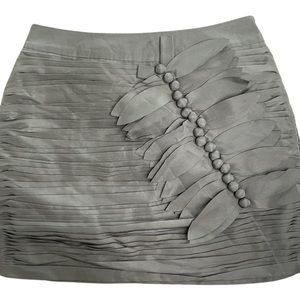 Twelve by Twelve Forrest Green Pleated With Floral Appliqué Mini Skirt